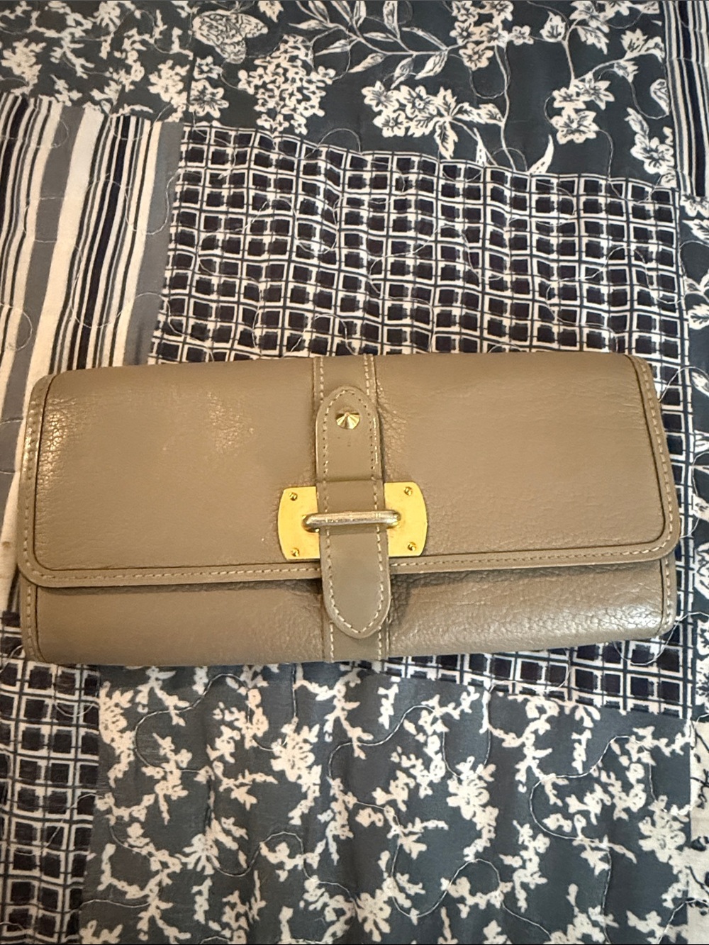 Louis Vuitton Classic Leather Wallet in Taupe with Gold Accent
